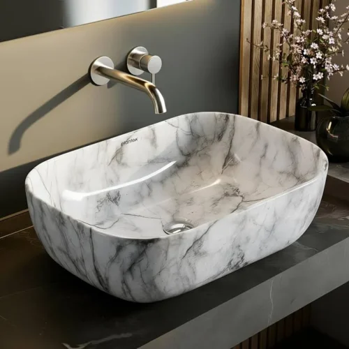 Plantex White Marble Countertop Wash Basin